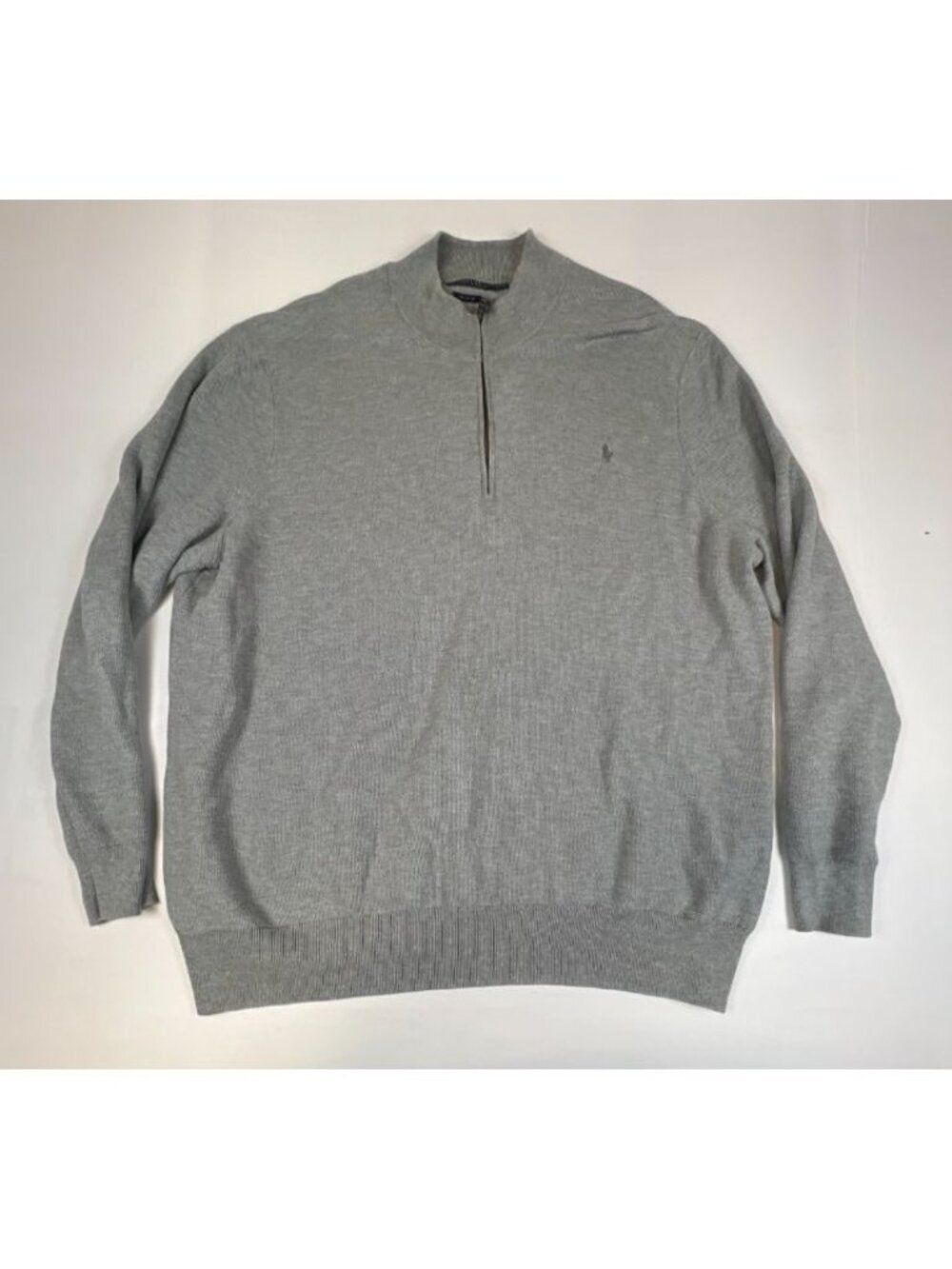 Polo Ralph Lauren Men 3XB Gray Pima Cotton 1/4 Zip Pullover Sweater Big & Tall